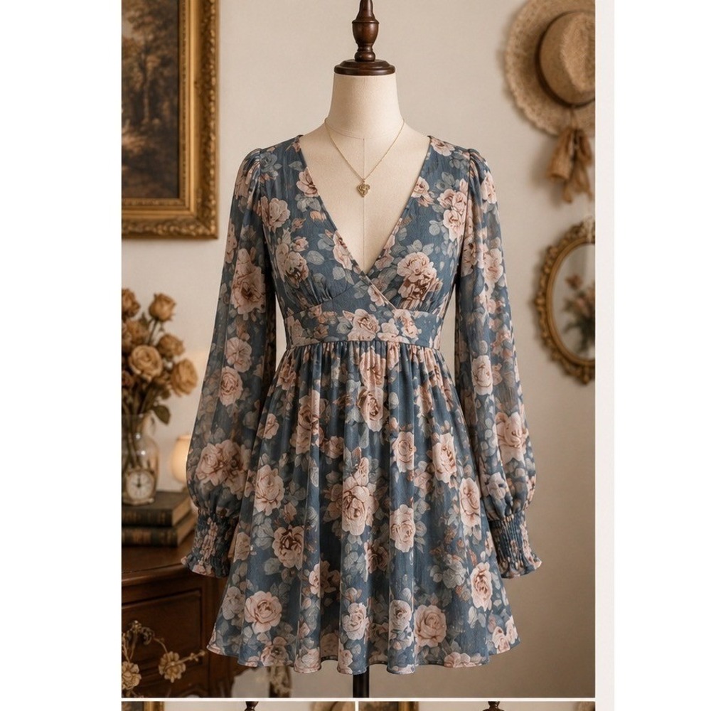 Alter'd State Romantic Floral Rose Garden Babydoll Dress Medium